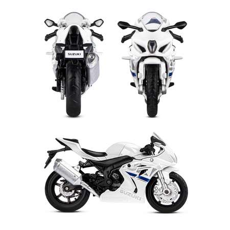 Мотоцикл металлический АВТОпанорама 1:18 Suzuki GSR-R1000 белый свободный ход колес