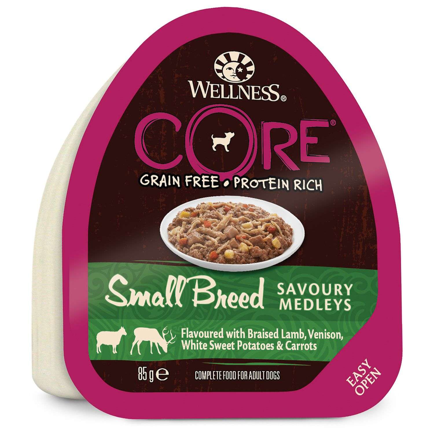 Корм для собак Wellness CORE Small Breed мелких пород баранина с олениной-белым сладким картофелем-морковью консервированный 85г - фото 1