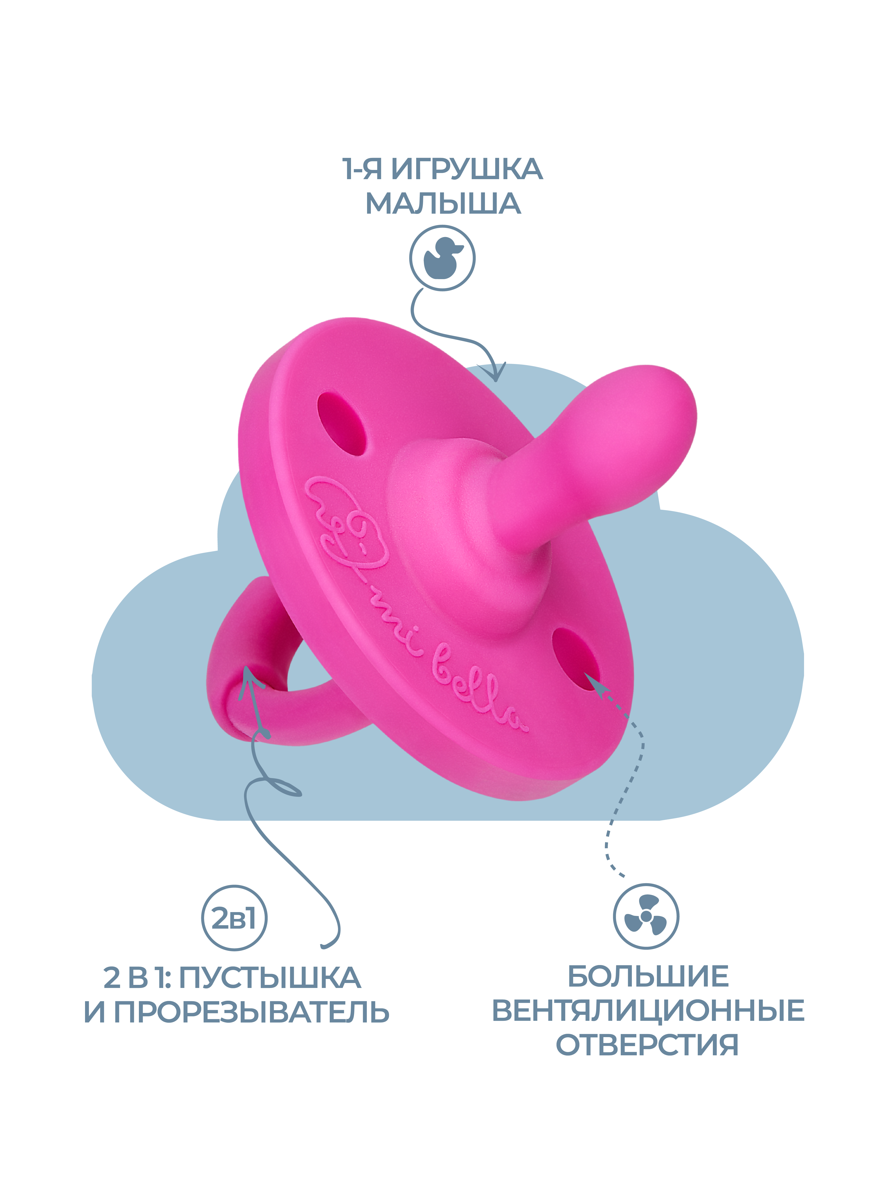 Соска-пустышка Mibella ортодонтическая силиконовая 0-36 месяцев розовая - фото 5