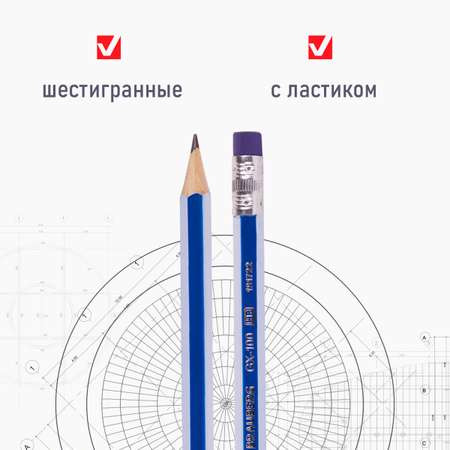 Карандаши простые Brauberg чернографитные 12 штук