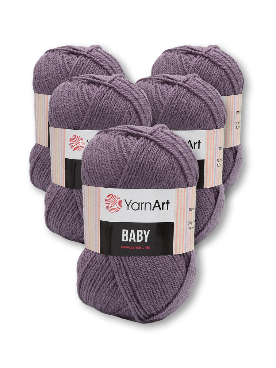 Пряжа для вязания YarnArt Baby 50 гр 150 м акрил мягкая детская 5 мотков 852 т. фиолетовый - фото 6