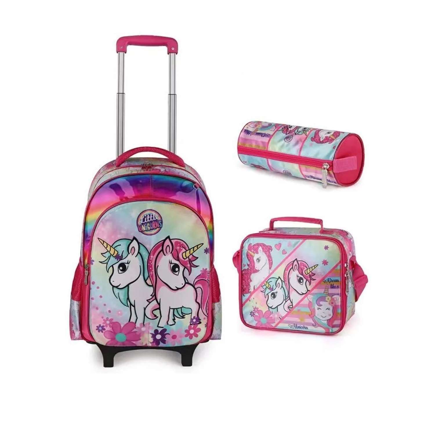 Рюкзак на колесах Jasminestar 2в1 Little Unicorns с наполнением сумка+пенал - фото 1