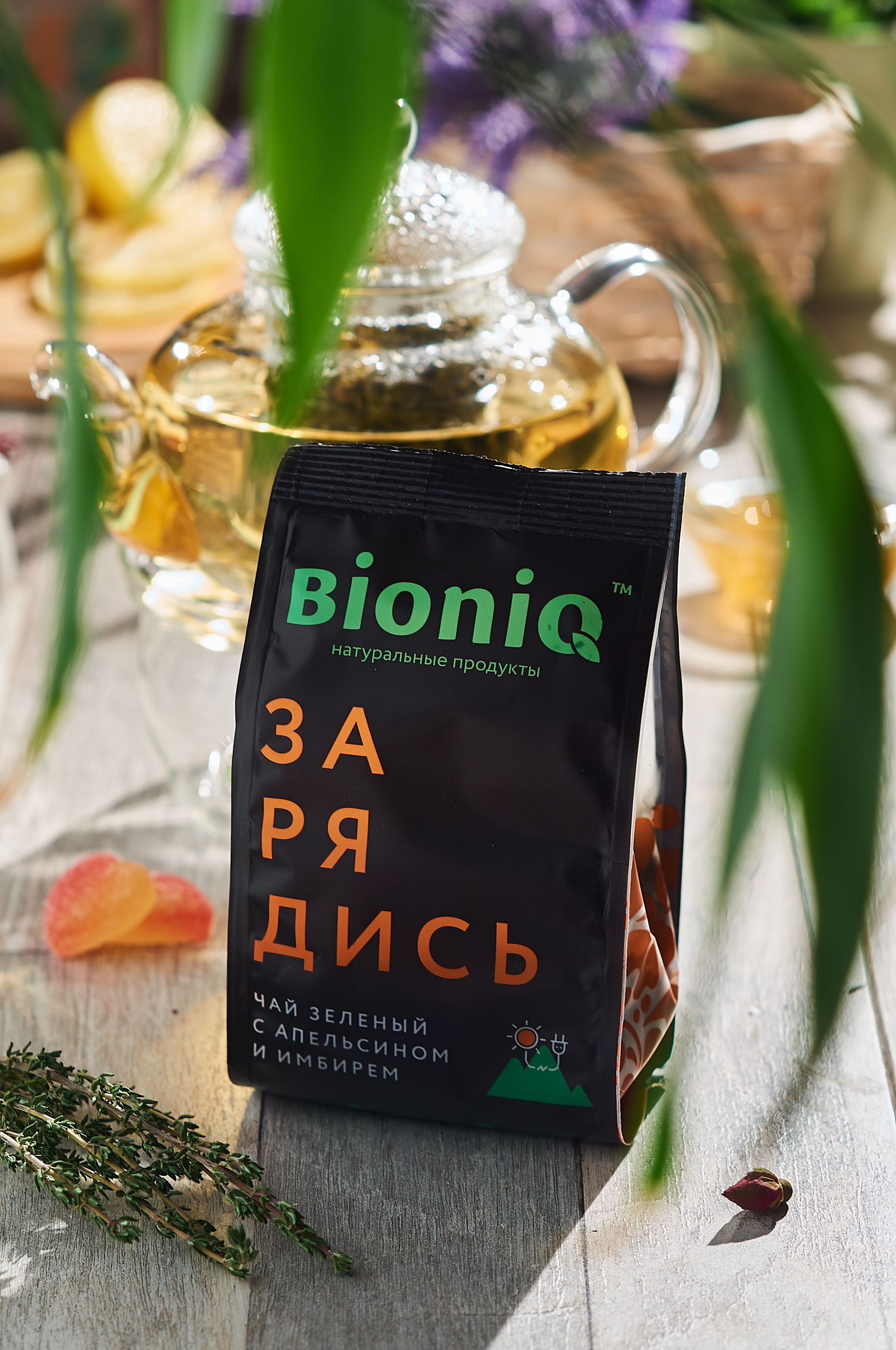 Чай зеленый Bioniq Зарядись с апельсином и имбирем 50 гр - фото 2