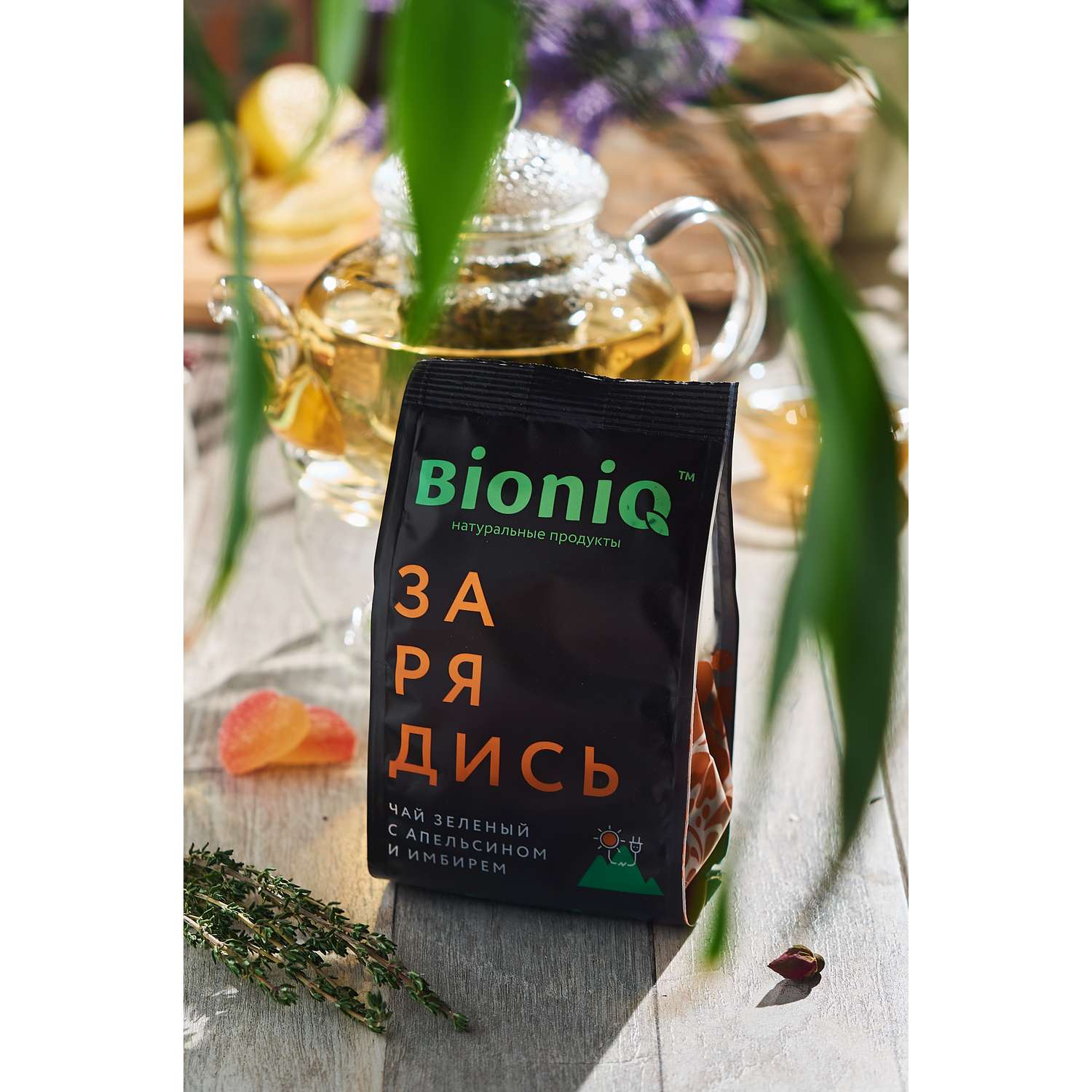 Чай зеленый Bioniq Зарядись с апельсином и имбирем 50 гр - фото 2