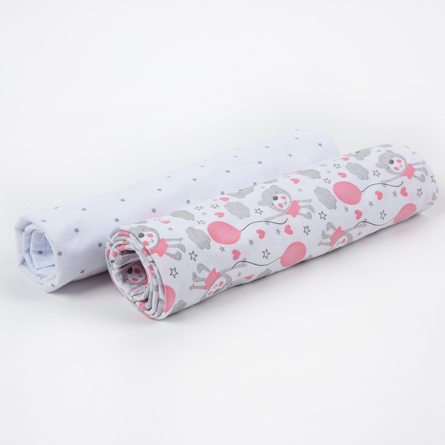 Набор пеленок трикотажных inlovery для новорожденных «Легкость» мишки роз/звездочки 95х120 см 2 шт - фото 3