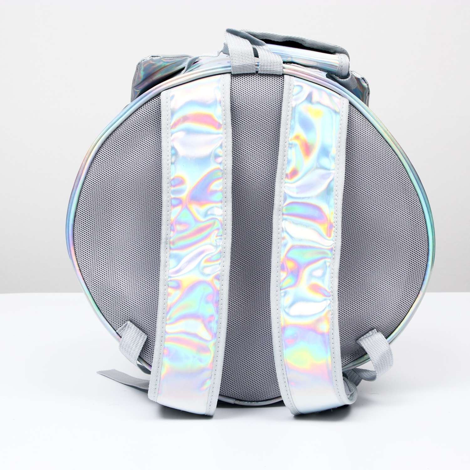 Рюкзак для переноски животных Пижон круглый прозрачный 26 см серый - фото 3
