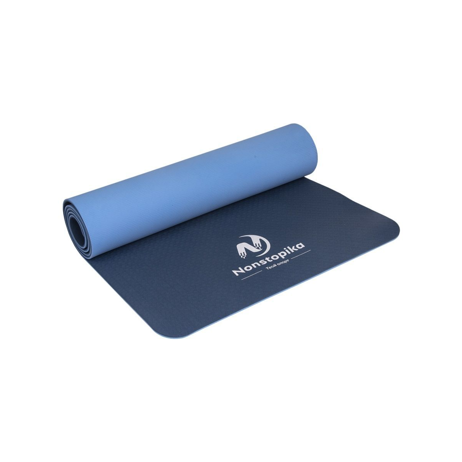 Спортивный коврик ZDK Nonstopika Relax для йоги и пилатеса размер 183х61х0.6см цвет синий 2 стороны - фото 1