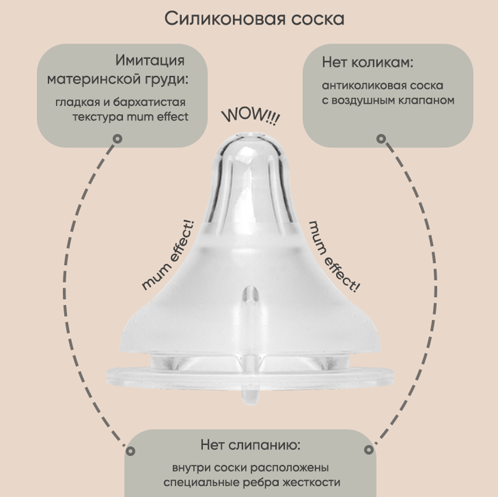 Бутылочка для кормления paomma антиколиковая с соской 0+ 180 мл mum effect - фото 2