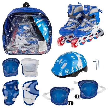 Ролики Navigator детские раздвижные 34 - 37 размер с защитой и шлемом синий