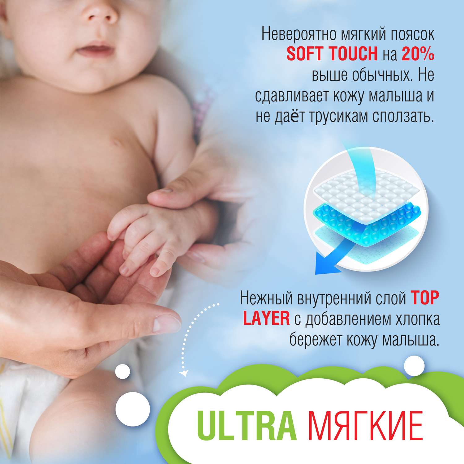 Подгузники-трусики Ekitto 5 размер XL для детей от 12-17 кг 68 шт премиум ультра тонкие - фото 6