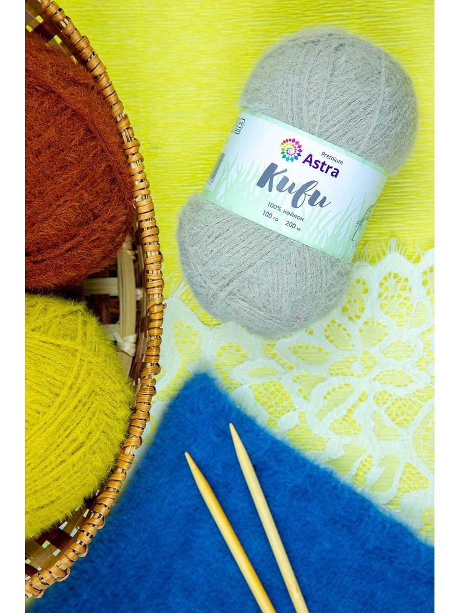 Пряжа для вязания Astra Premium киви фантазийная с выраженным ворсом киви нейлон 100 гр 200 м 05 джинсовый 3 мотка - фото 7