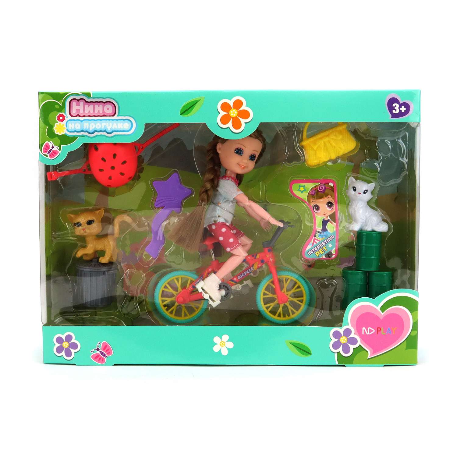 Кукла ND PLAY Нина на прогулке с аксессуарами велосипед 306744 - фото 1