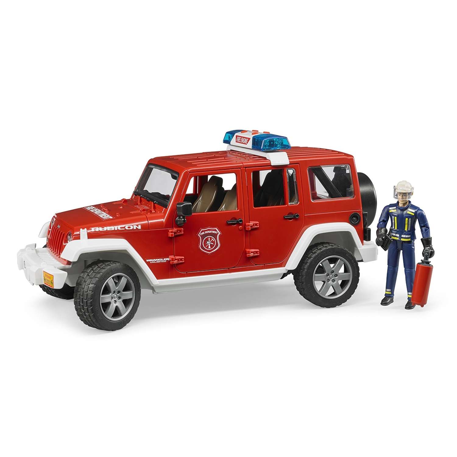 Автомобиль BRUDER 02528 Внедорожник Jeep Wrangler Unlimited Rubicon Пожарная с фигуркой 02528 - фото 1
