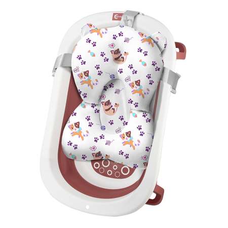 Ванночка для новорожденных LaLa-Kids складная с матрасиком ярко-лиловым в комплекте