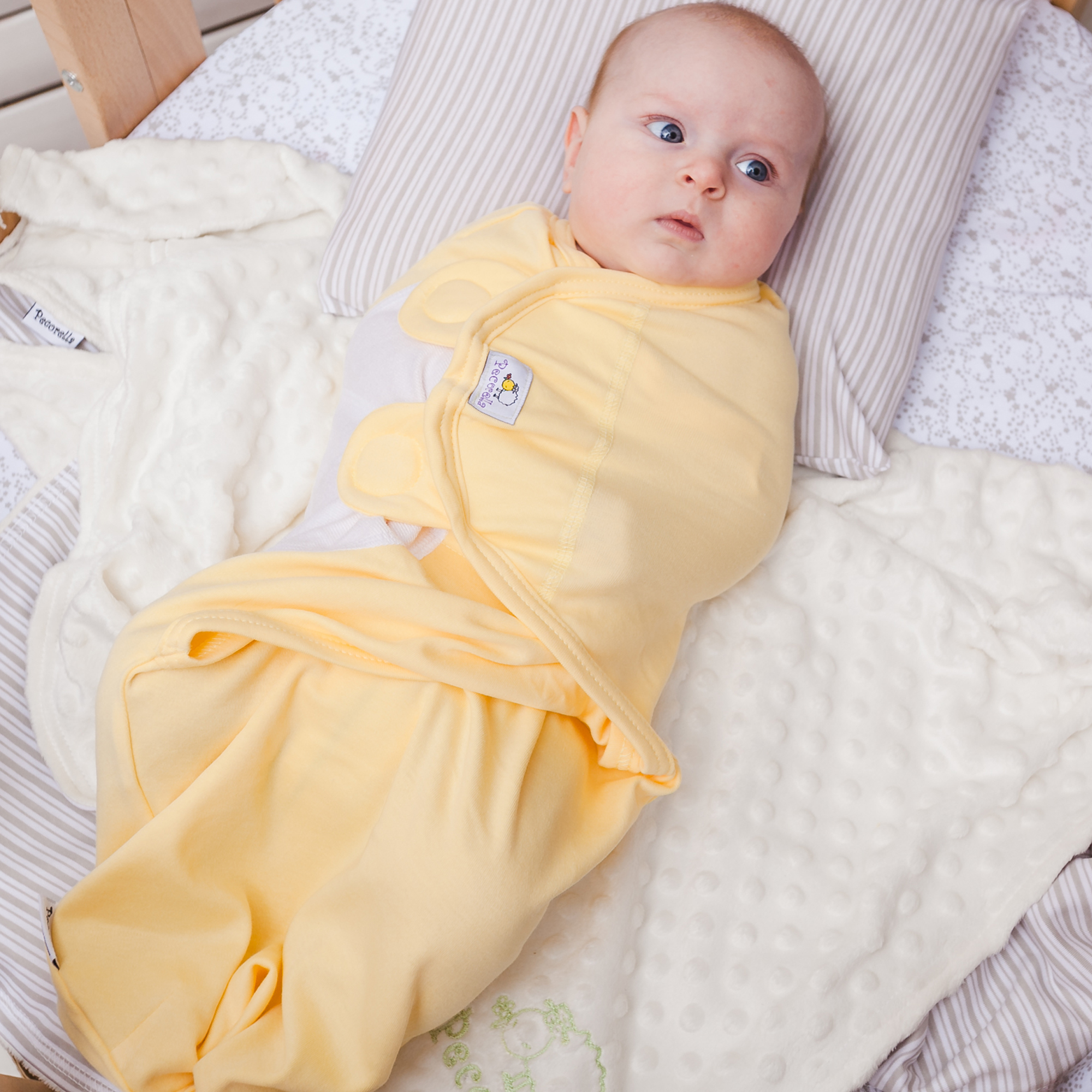 Пеленка Pecorella SwaddleFun на липучках XL 6.5-10кг Mid yellow - фото 7