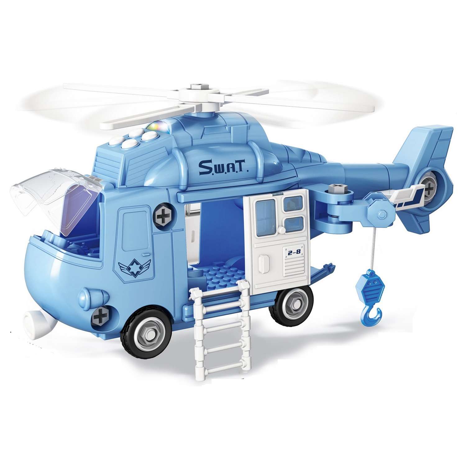 Конструктор Funky Toys полицейский вертолет свет звук 32 см FT62101-МП - фото 1
