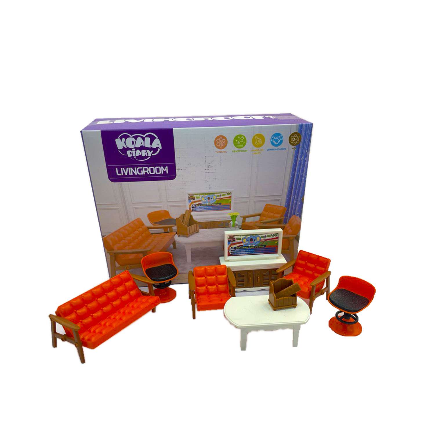 Игровой набор SHARKTOYS Игрушечная мебель для куклы Гостиная 9 предметов 1040000012 - фото 1
