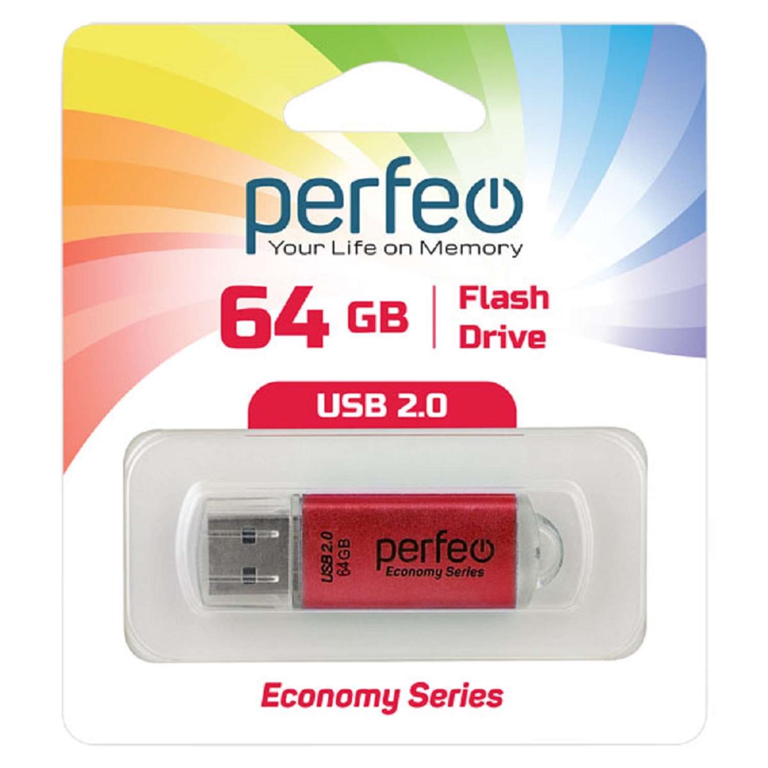 USB флеш Perfeo 64GB E01 Red economy series - фото 2