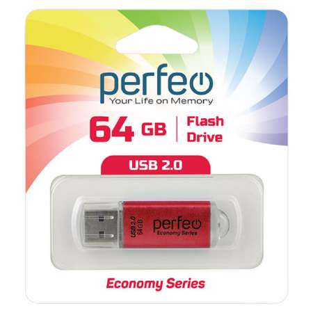 USB флеш Perfeo 64GB E01 Red economy series