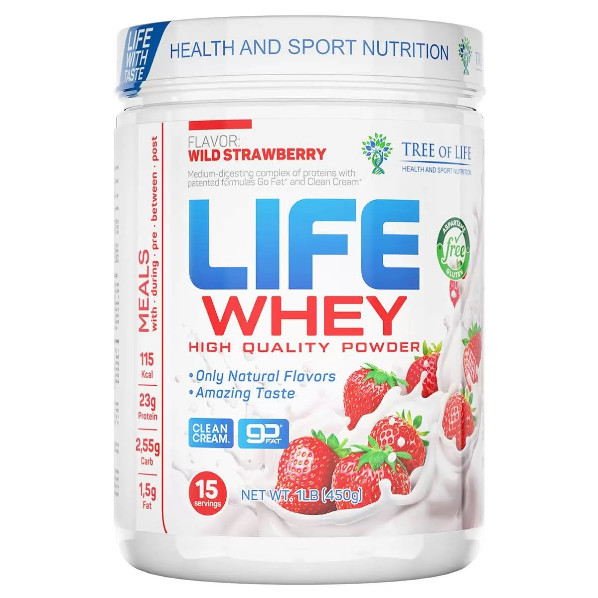 Протеин сывороточный Tree of Life Life Whey 450 гр вкус Клубника - фото 1