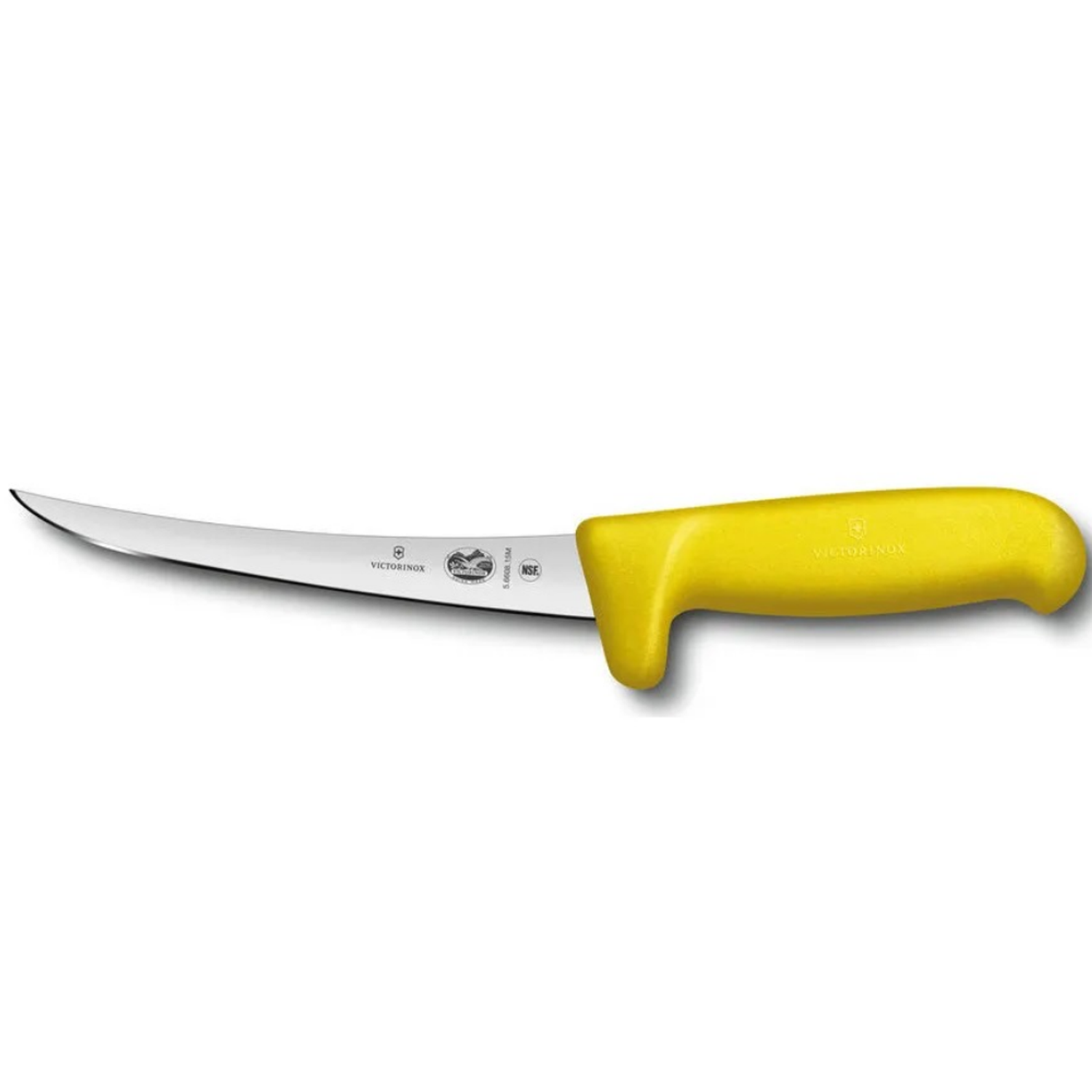 Нож кухонный Victorinox Fibrox 5.6608.15M стальной разделочный лезвие 150 мм прямая заточка черный - фото 1