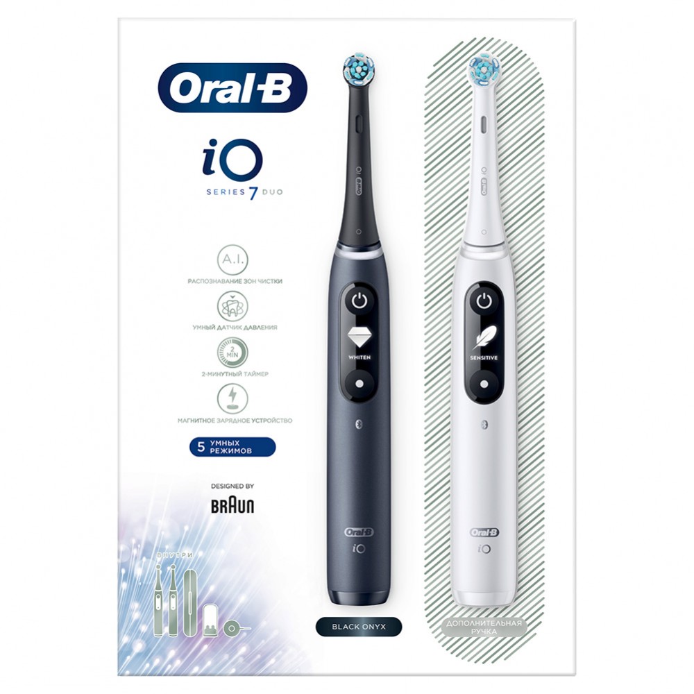 Электрическая зубная щетка ORAL-B iO 7 DUO Black Onyx White Alabaster - фото 12