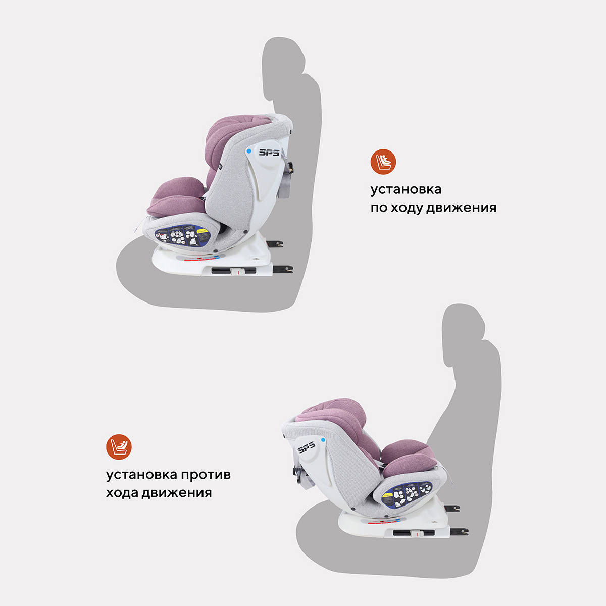 Автокресло детское Rant UB619 NITRO isofix Grey Pink группа 0+-1-2-3. 0-36 кг - фото 4