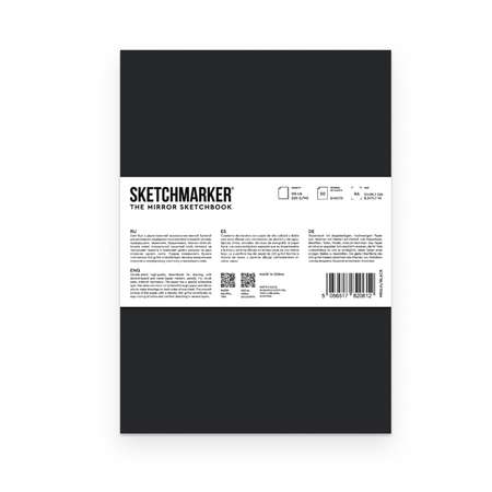 Скетчбук SKETCHMARKER THE MIRROR 21х21 см 50 листов твердая черная обложка