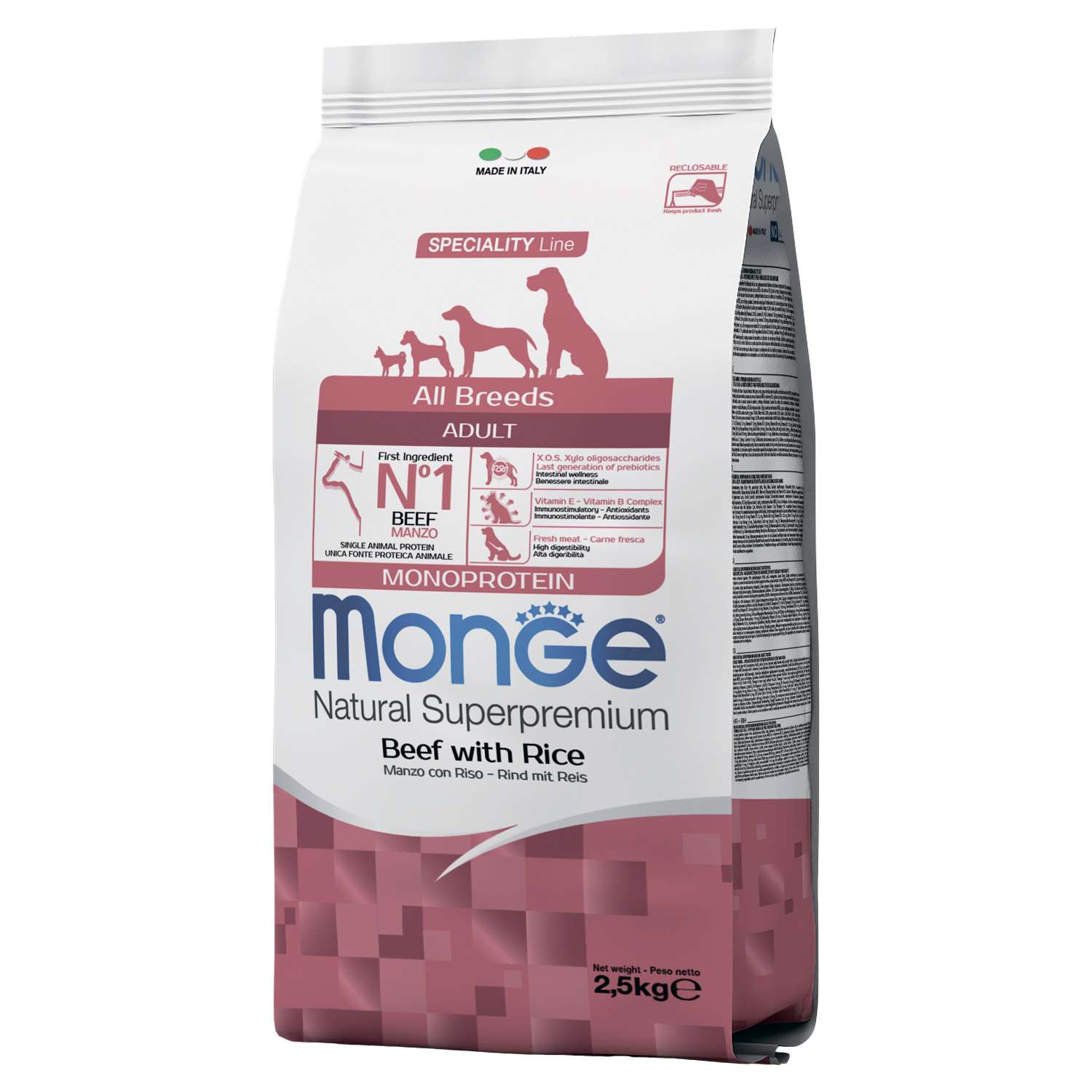 Корм для собак MONGE Dog Monoprotein для всех пород говядина с рисом сухой 2.5кг - фото 2