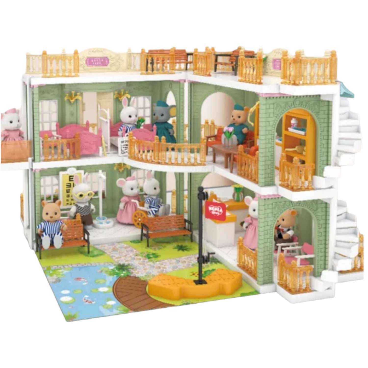 Кукольный домик SHARKTOYS с мебелью и куклой фигуркой животного больница 1310000003 - фото 1