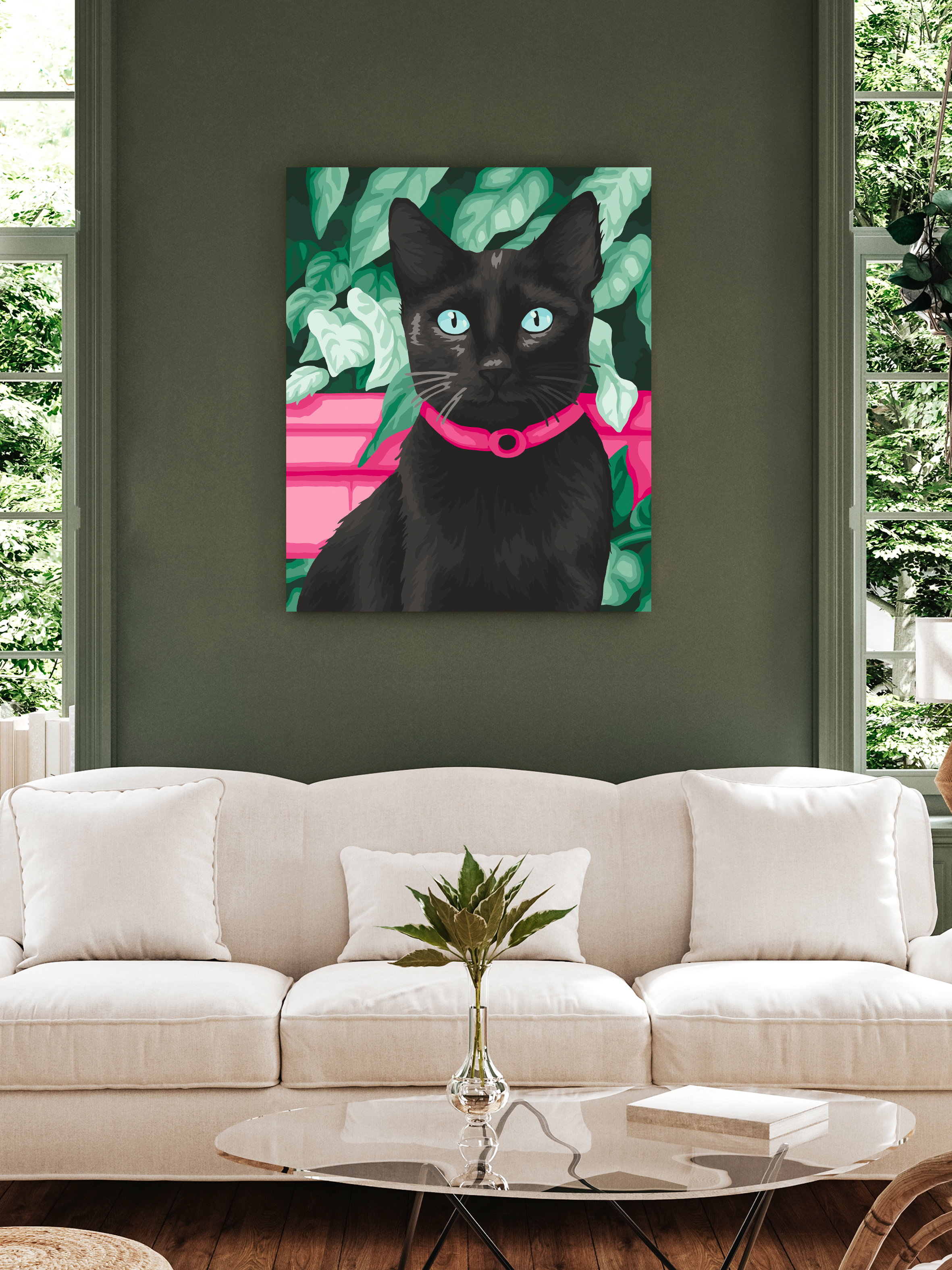 Картина по номерам Art sensation холст на подрамнике 40х50 см Черный кот - фото 3