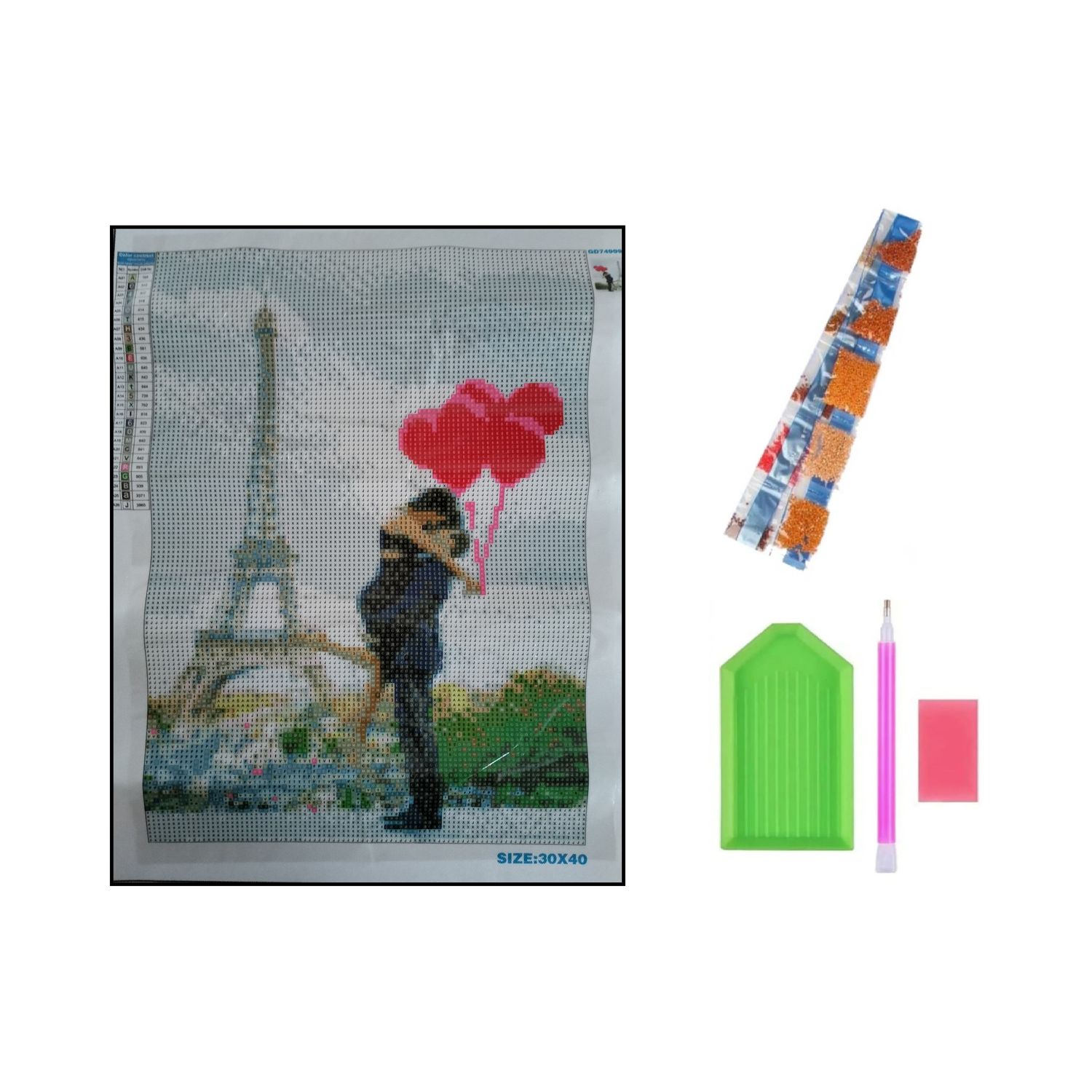 Алмазная мозаика Seichi Влюблённые в Париже 30х40 см - фото 4