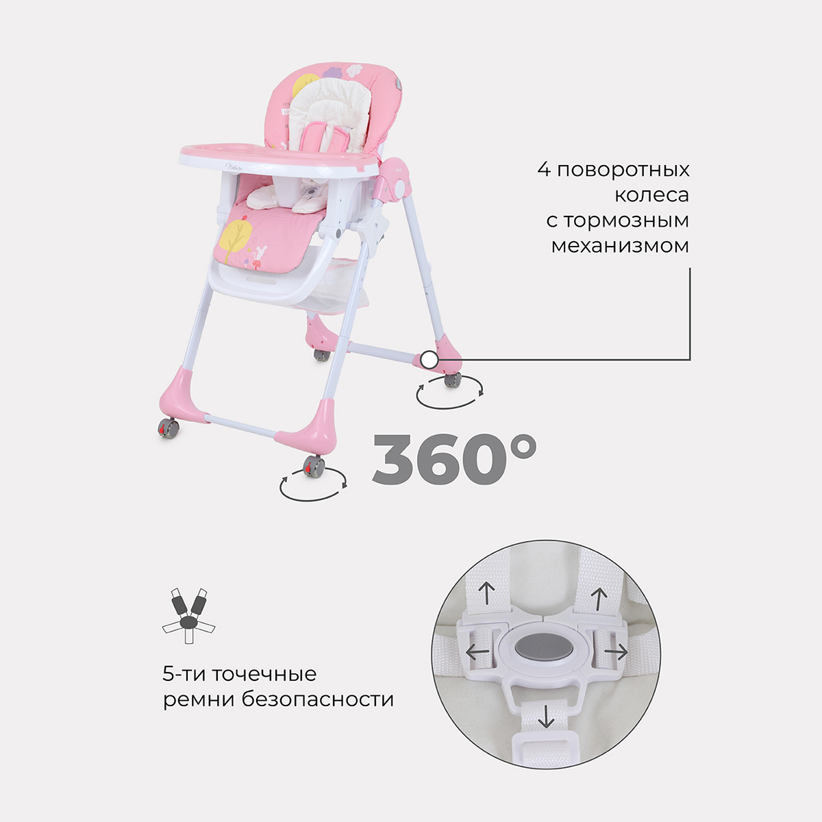 Стульчик для кормления Rant Nature RH301 Pink - фото 6