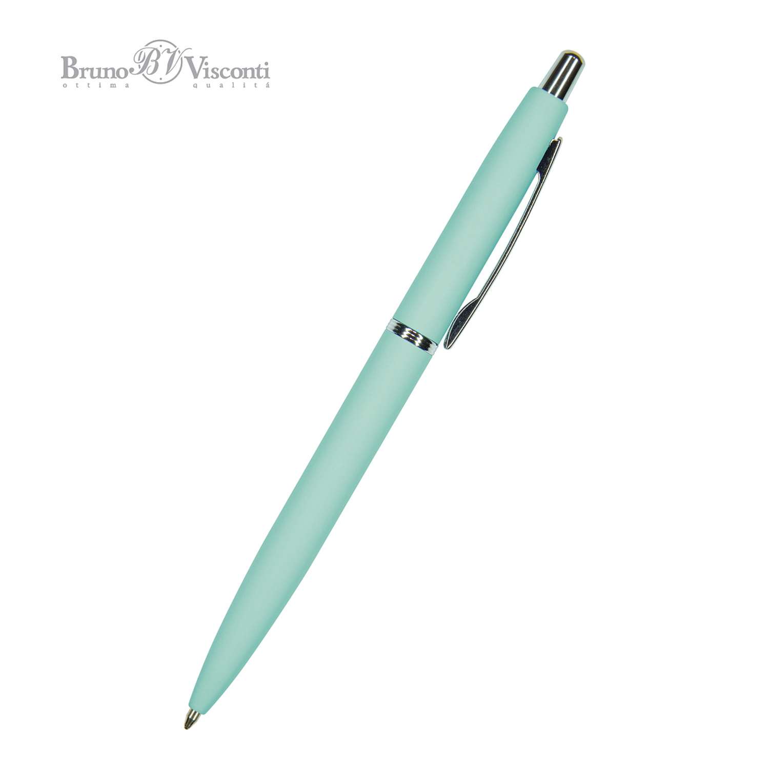 Ручка шариковая Bruno Visconti Автоматическая SAN REMO цвет корпуса мятный 1 мм синий в металическом круглом тубусе - фото 4