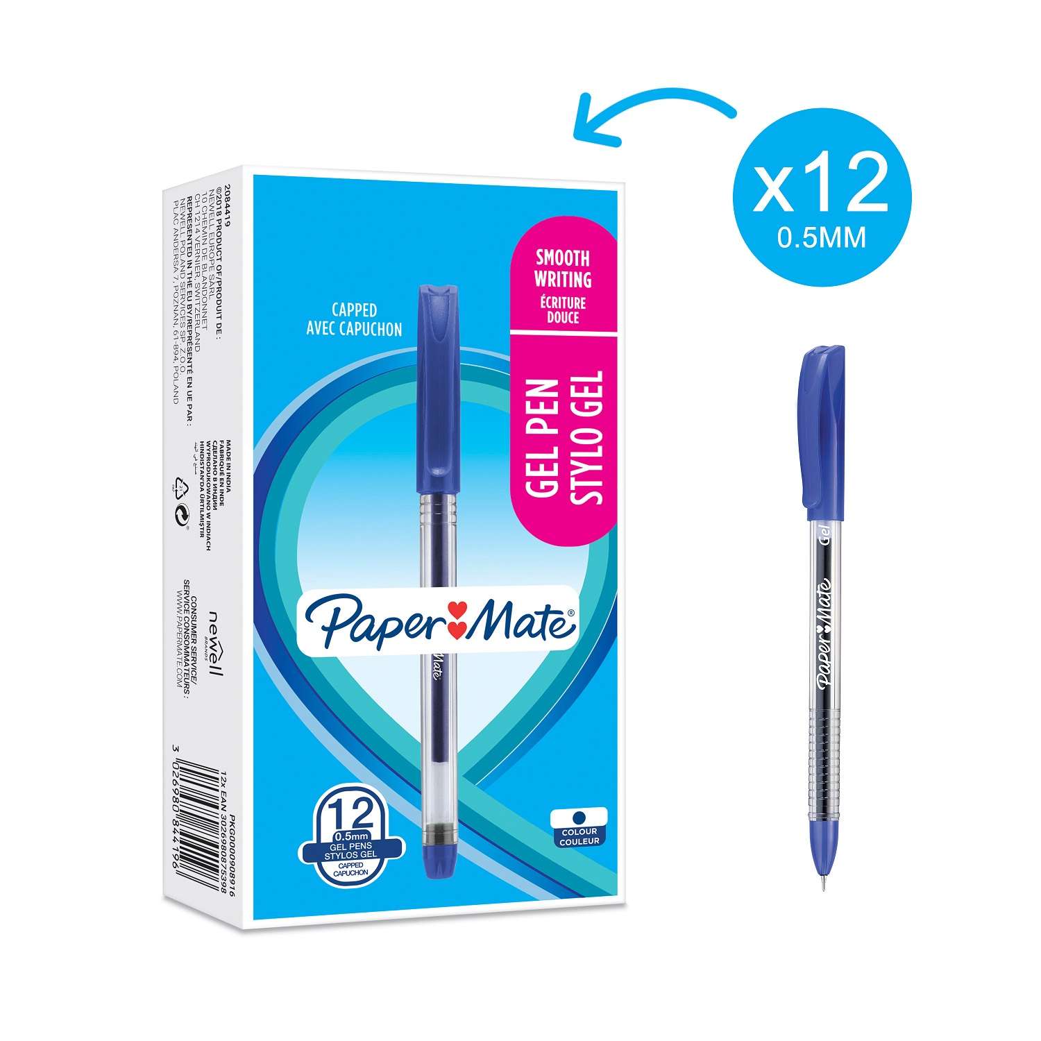 Ручка гелевая PAPER MATE Jiffy gel Синяя 2084419 - фото 2
