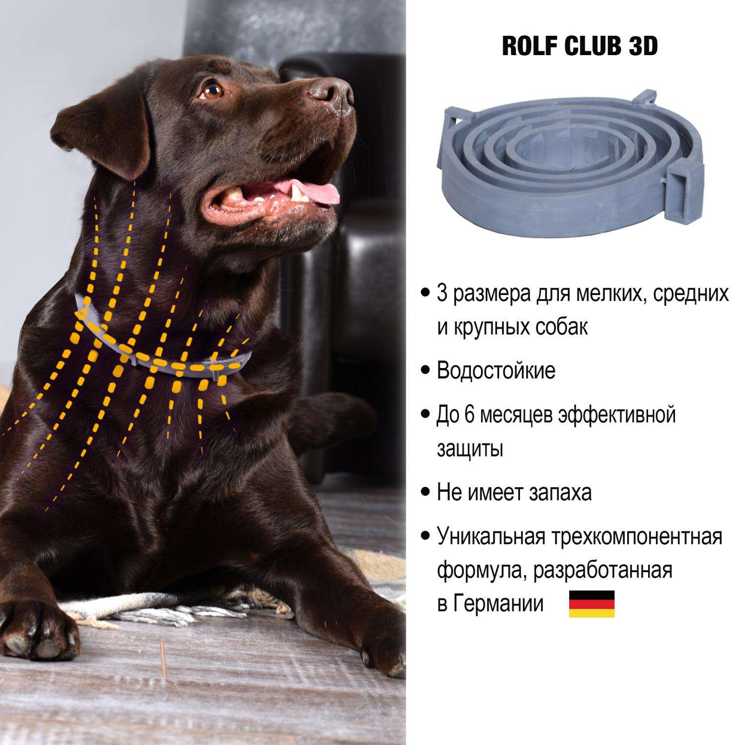 Ошейник для собак RolfClub3D средних пород от блох и клещей 65см - фото 6