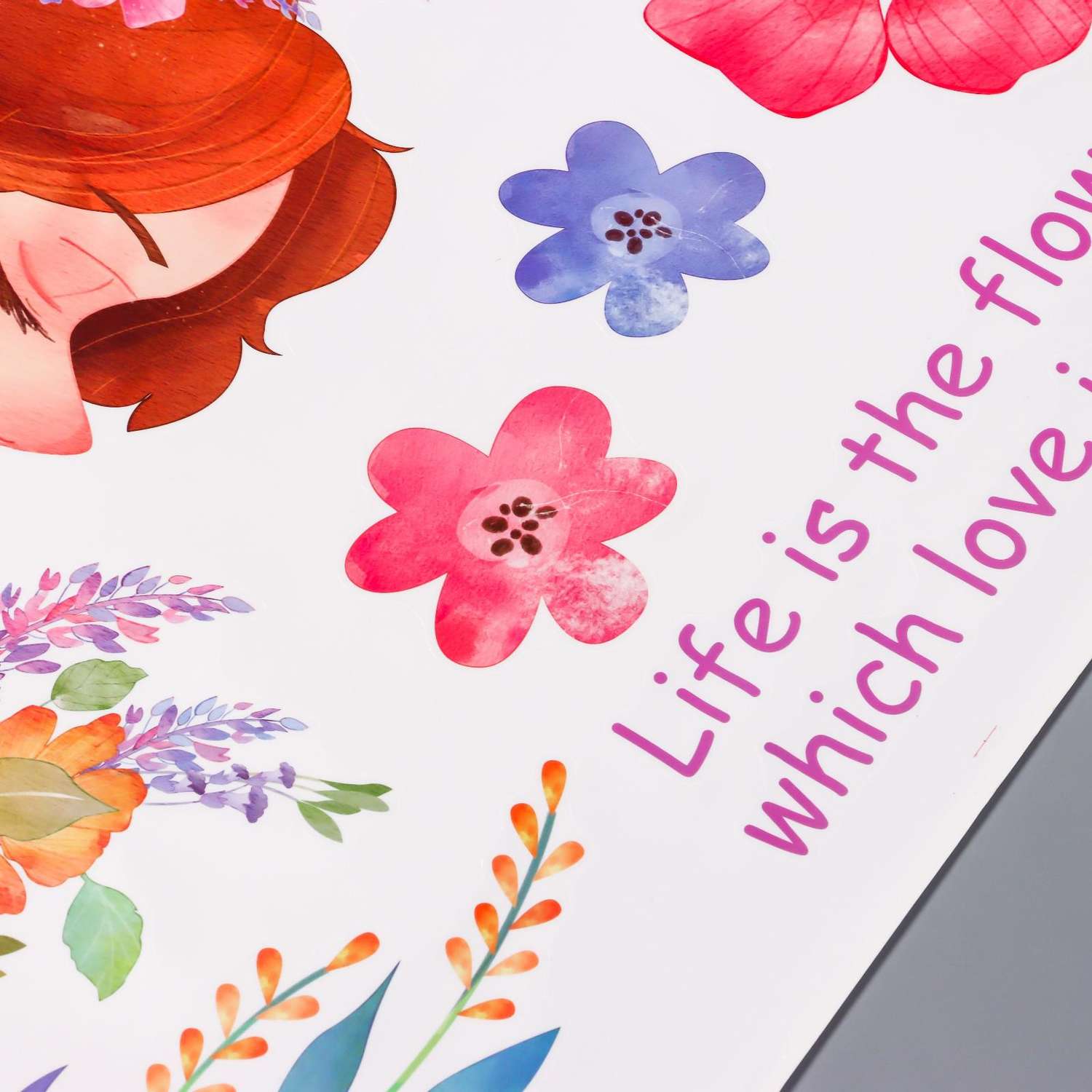 Наклейка Zabiaka пластик интерьерная цветная «Девушка в цветах» 60х90 см - фото 3