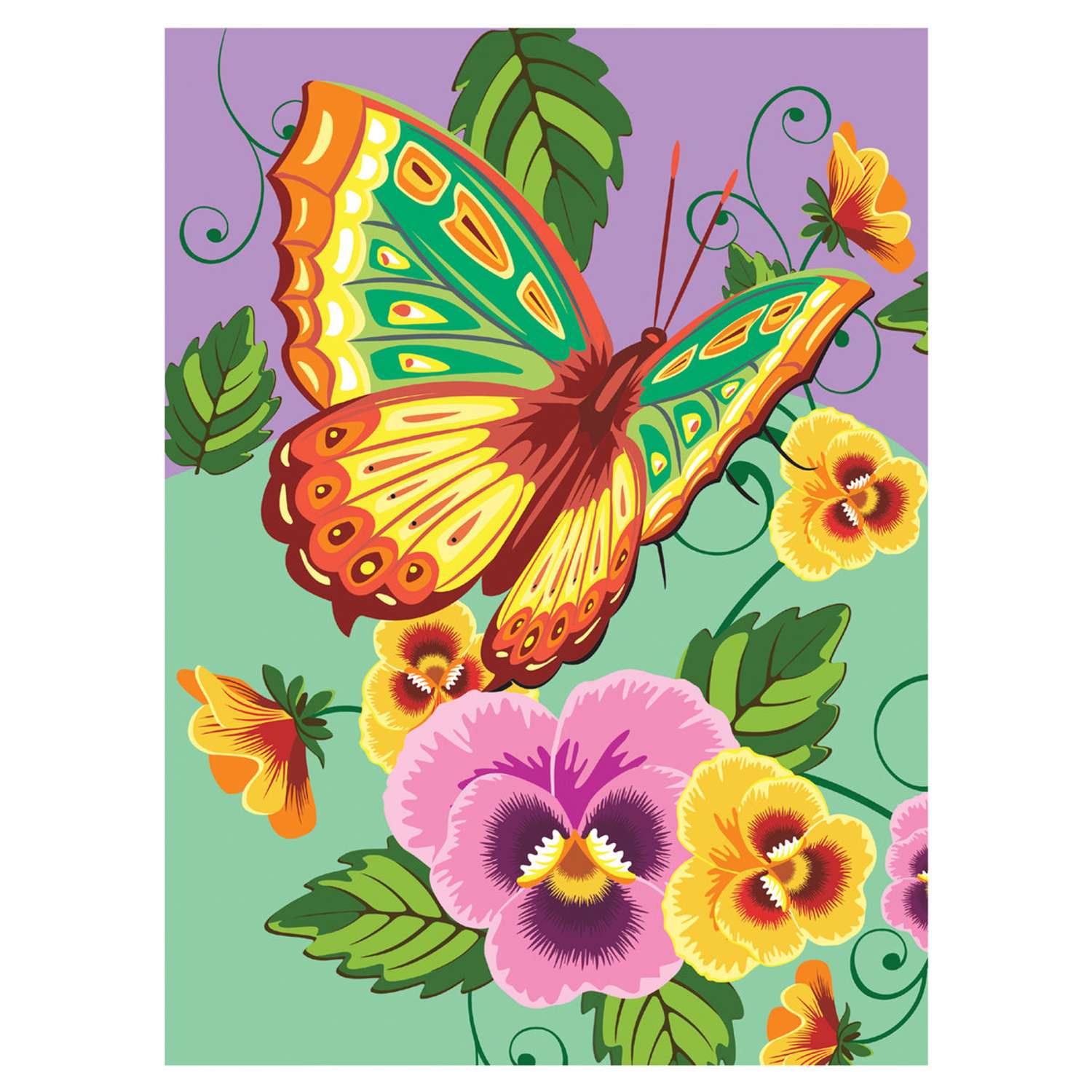 Раскраска по номерам Юнландия Бабочка А4 с акриловыми красками на картоне кисть - фото 2