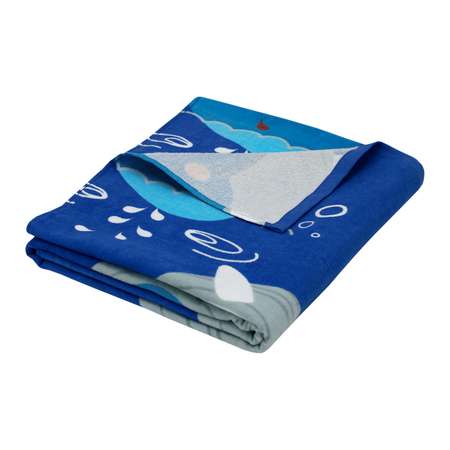 Махровое полотенце Bravo Киты 120х120 см синее