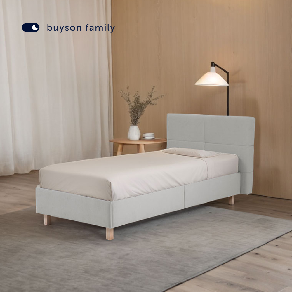 Односпальная кровать buyson BuyGlory 200х90 серая микровелюр - фото 10