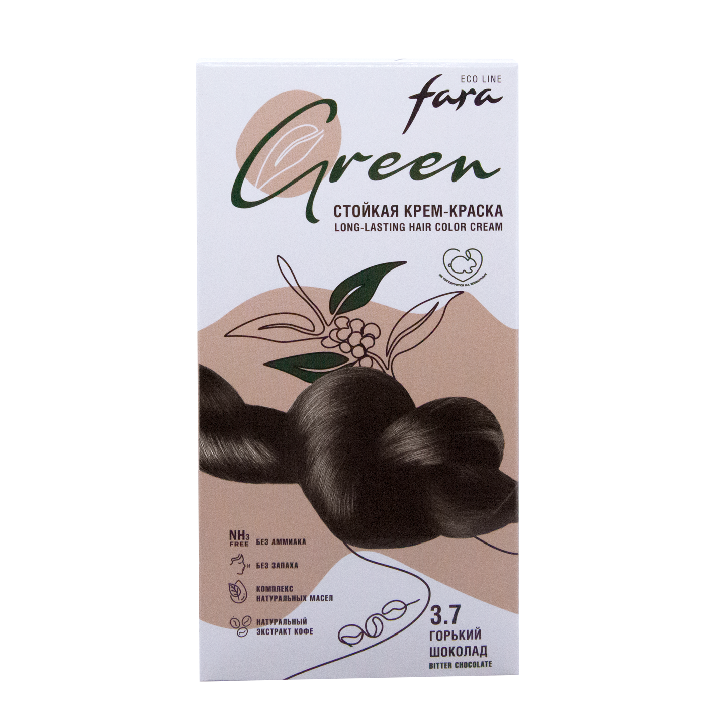 Краска для волос безаммиачная FARA Eco Line Green 3.7 горький шоколад - фото 8