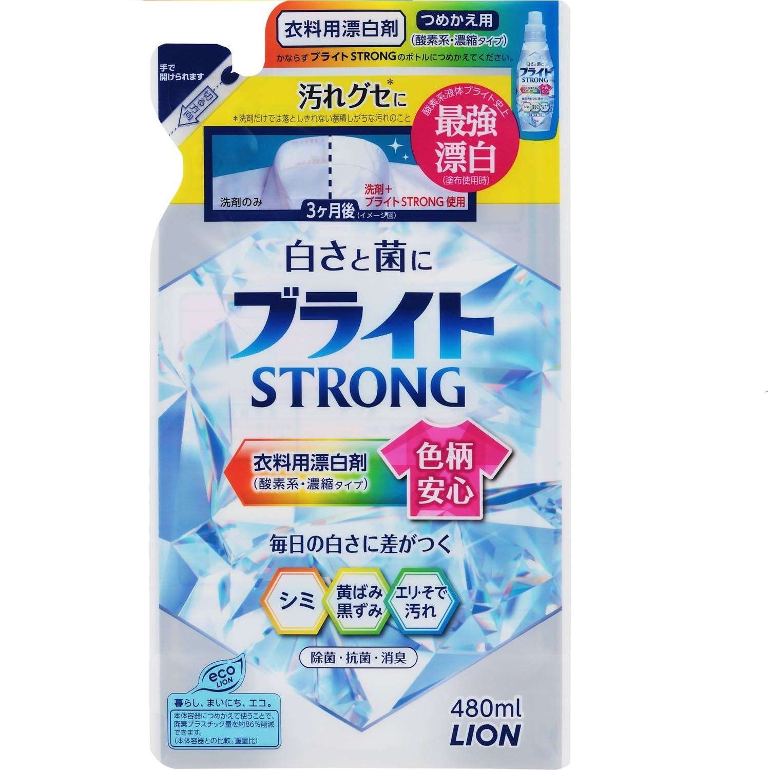 Отбеливатель Lion для цветных тканей Bright Strong 480 мл - фото 1