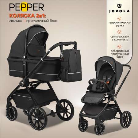 Коляска для новорожденных 2 в 1 JOVOLA Pepper черный