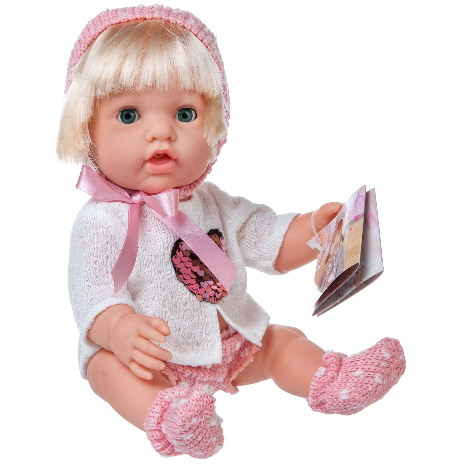 Кукла-пупс ABTOYS Baby Ardana в белой кофточке с сердечком из пайеткок ажурных шортиках с аксессуарами 30см WJ-C0052 - фото 2