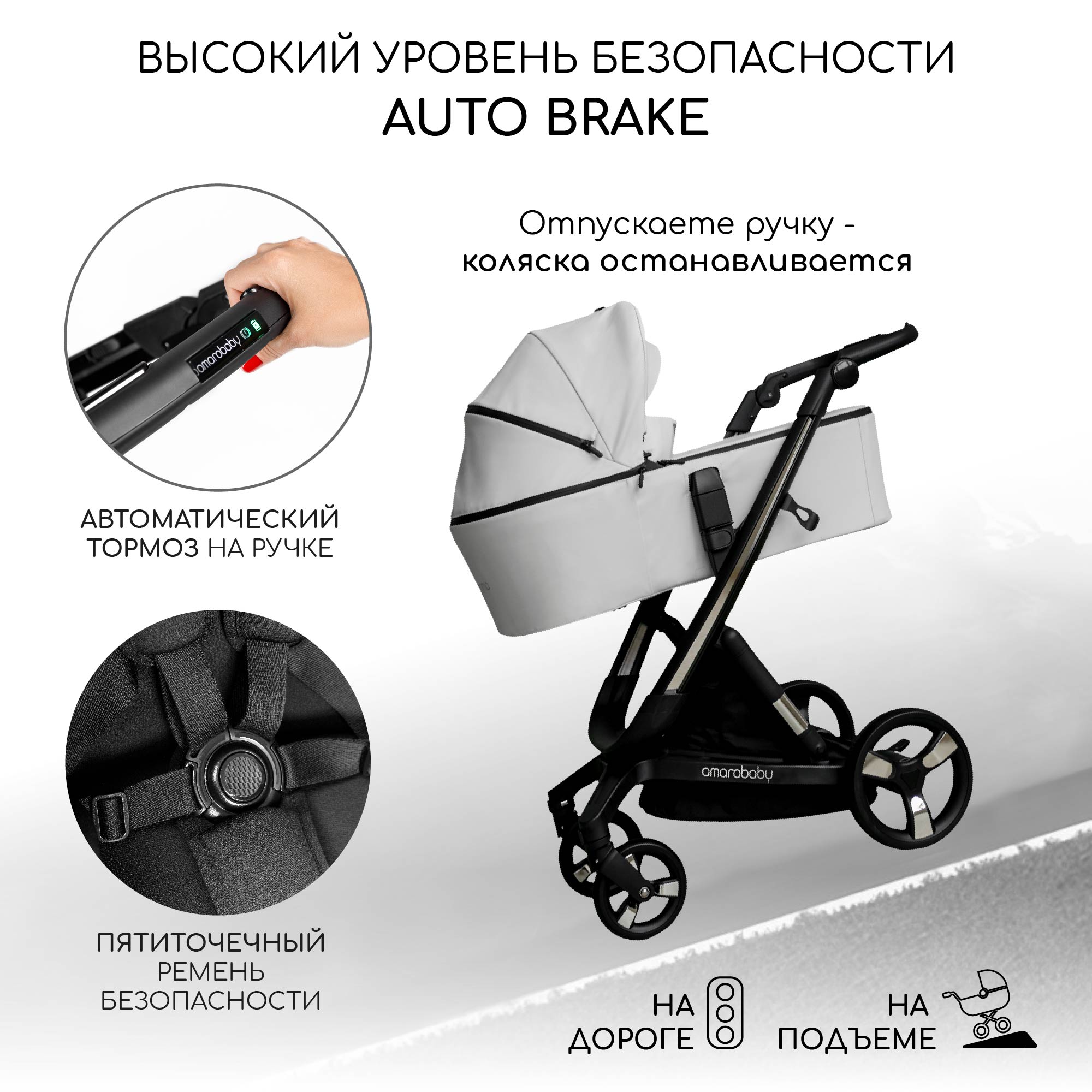 Коляска 2 в 1 белый Amarobaby TUTUM - фото 2