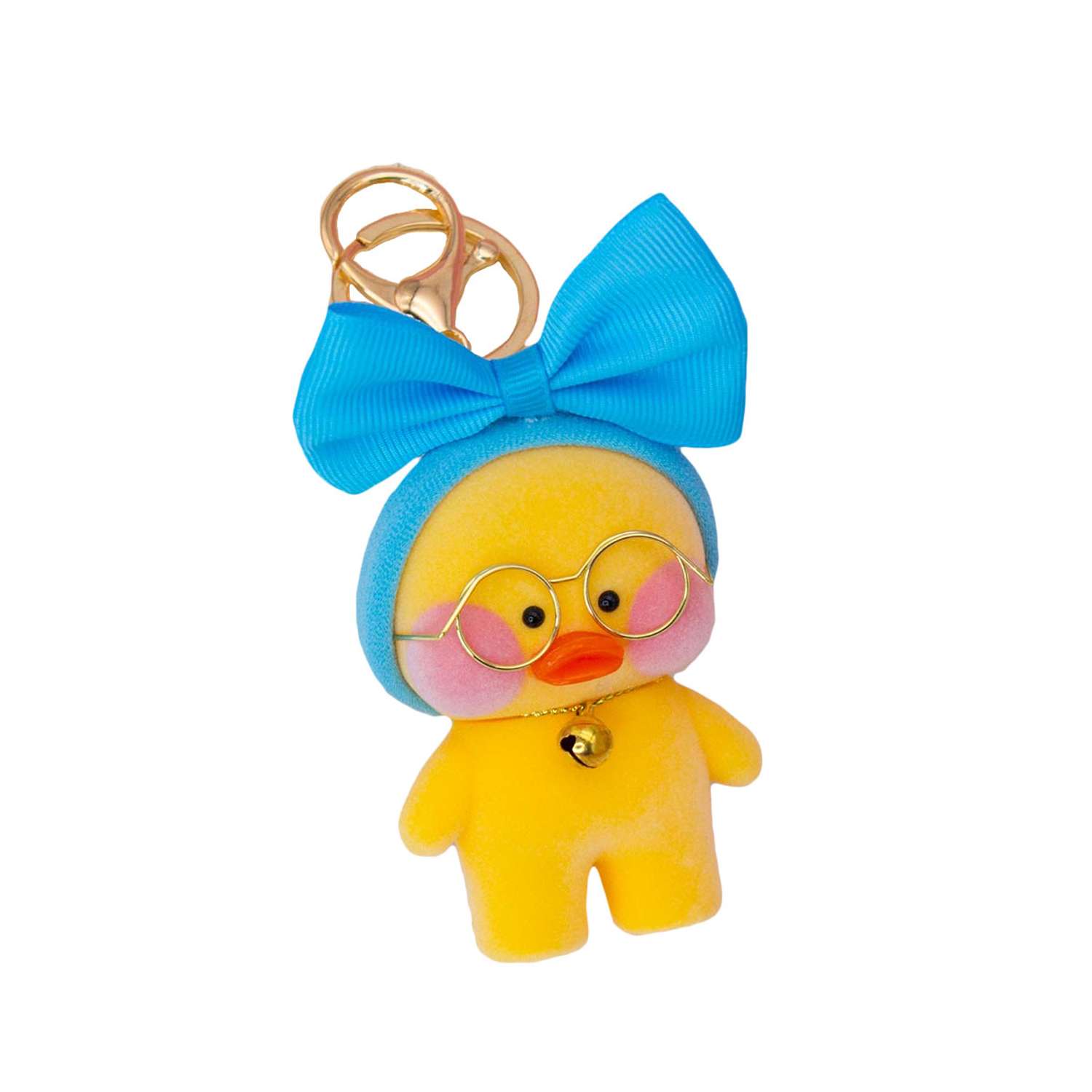 Брелок Михи-Михи Lalafanfan Duck голубой бант на голову желтая - фото 1