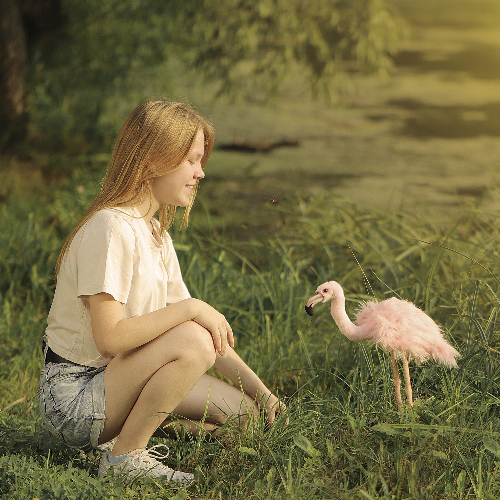 Реалистичная мягкая игрушка HANSA Розовый фламинго 38 см - фото 5