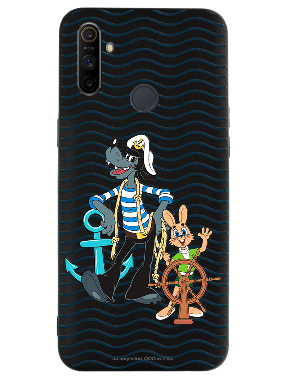Силиконовый чехол Mcover для смартфона Realme C3 Союзмультфильм Заяц и волк в море - фото 1
