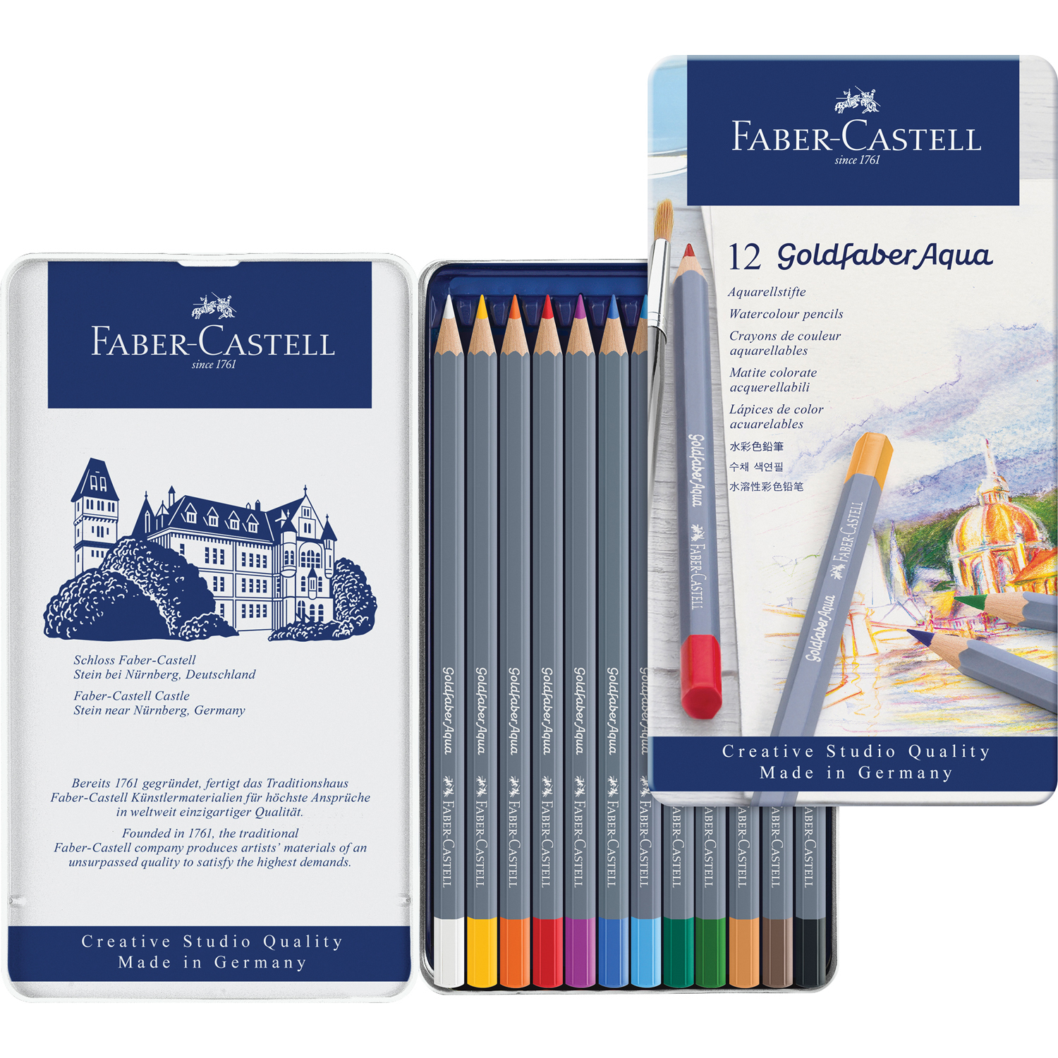 Карандаши акварельные Faber Castle художественные Goldfaber Aqua 12 цветов - фото 3