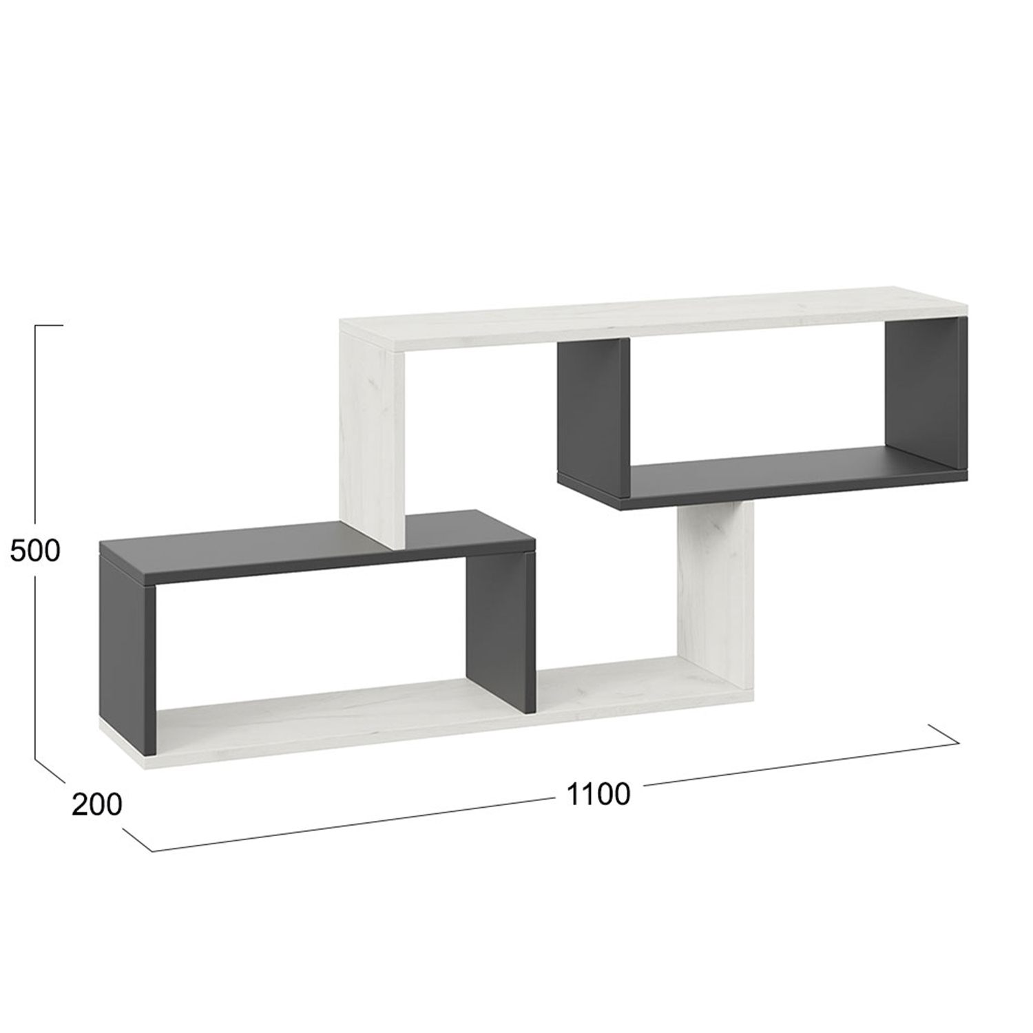 Полка настенная тип 4 Мебель ТриЯ антрацит/дуб крафт белый - фото 3